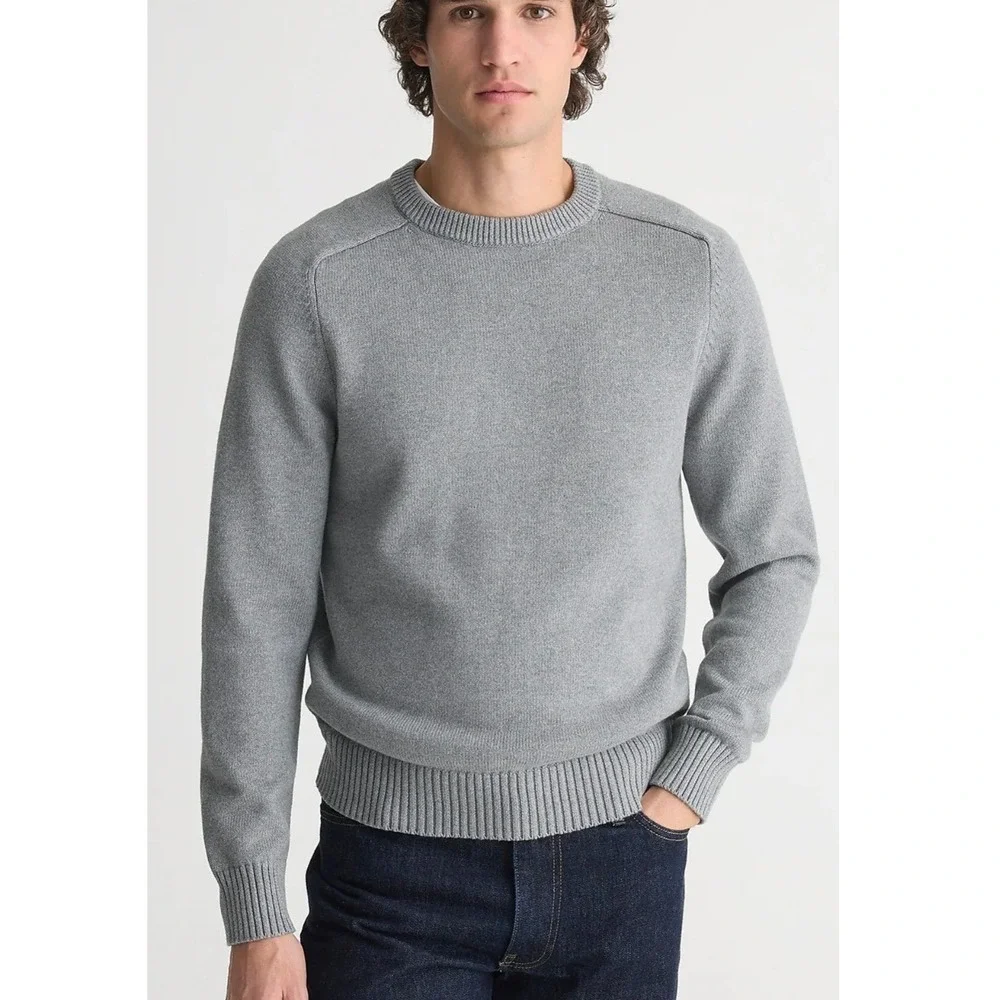 J. Crew Mens Textured Waffle Knit Crewneck Sweater Heather Grey Size M NWOT $98